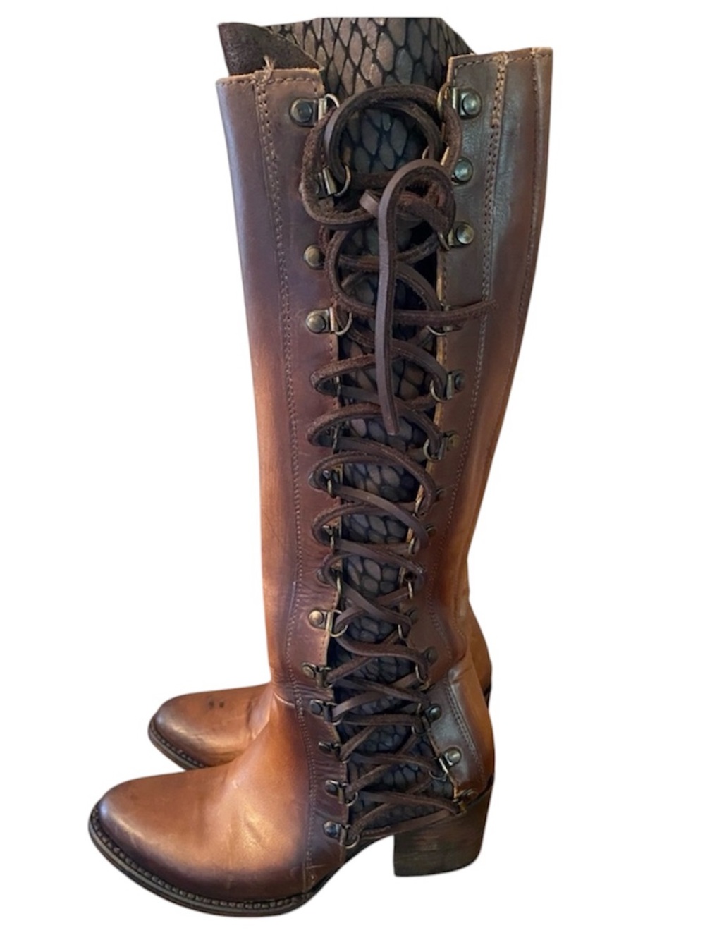 Freebird Wyatt Womens Leather
Lace Up Burnished Boot Sz 7
Side Zip